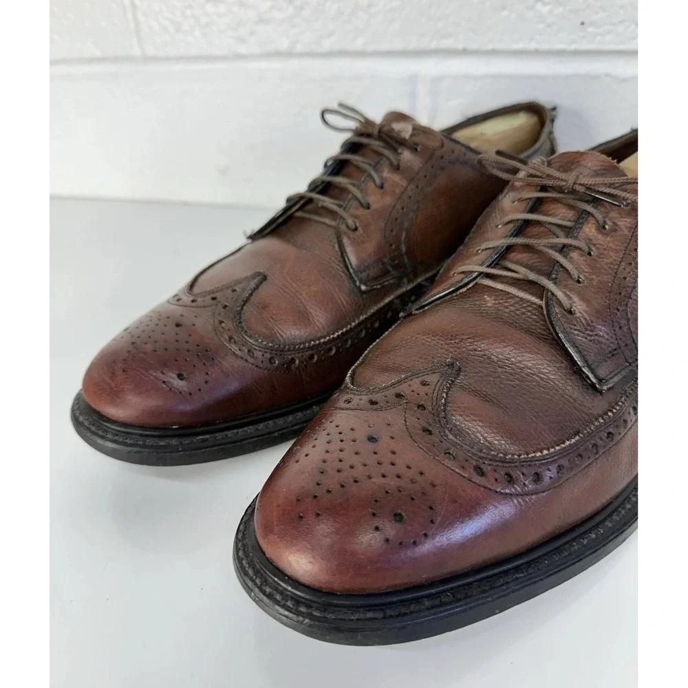 VTG 60s Pedwin Brown Leather Longwing Boucher‎ Gunboat Dress Shoes / Men's 10.5